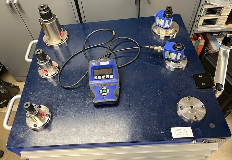 Close up of top of custom torque cart